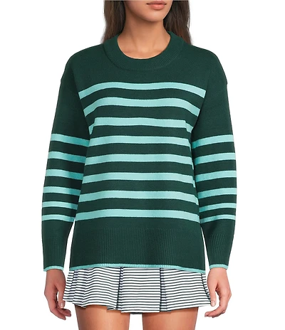 Addison Bay Carlyle Stripe Print Crew Neck Long Sleeve Sweater