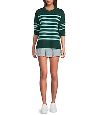 Addison Bay Carlyle Stripe Print Crew Neck Long Sleeve Sweater
