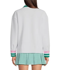 Addison Bay Easy Rugby Contract Stripe Print Long Sleeve Pullover Sweater