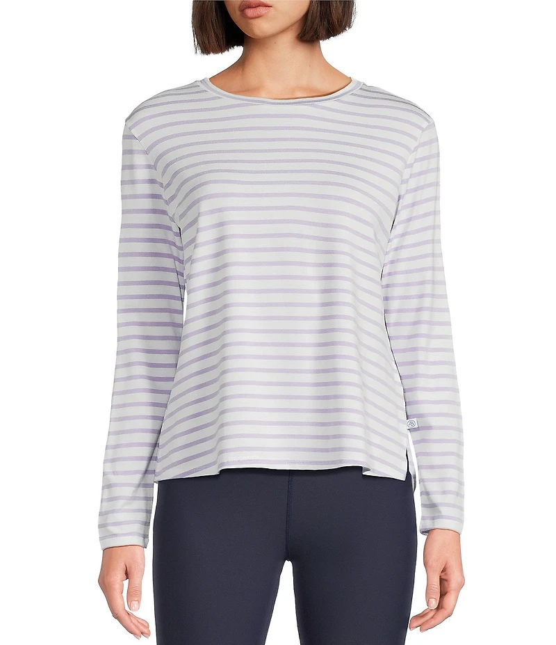 Addison Bay Everyday Stripe Print Scoop Neck Long Sleeve Top