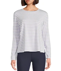 Addison Bay Everyday Stripe Print Scoop Neck Long Sleeve Top