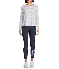 Addison Bay Everyday Stripe Print Scoop Neck Long Sleeve Top