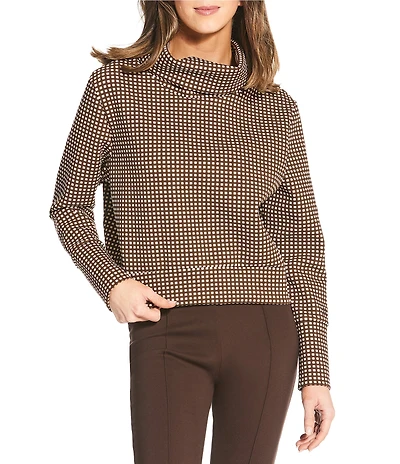 Addison Bay Everyother Day Gingham Print Turtleneck Long Sleeve Pullover
