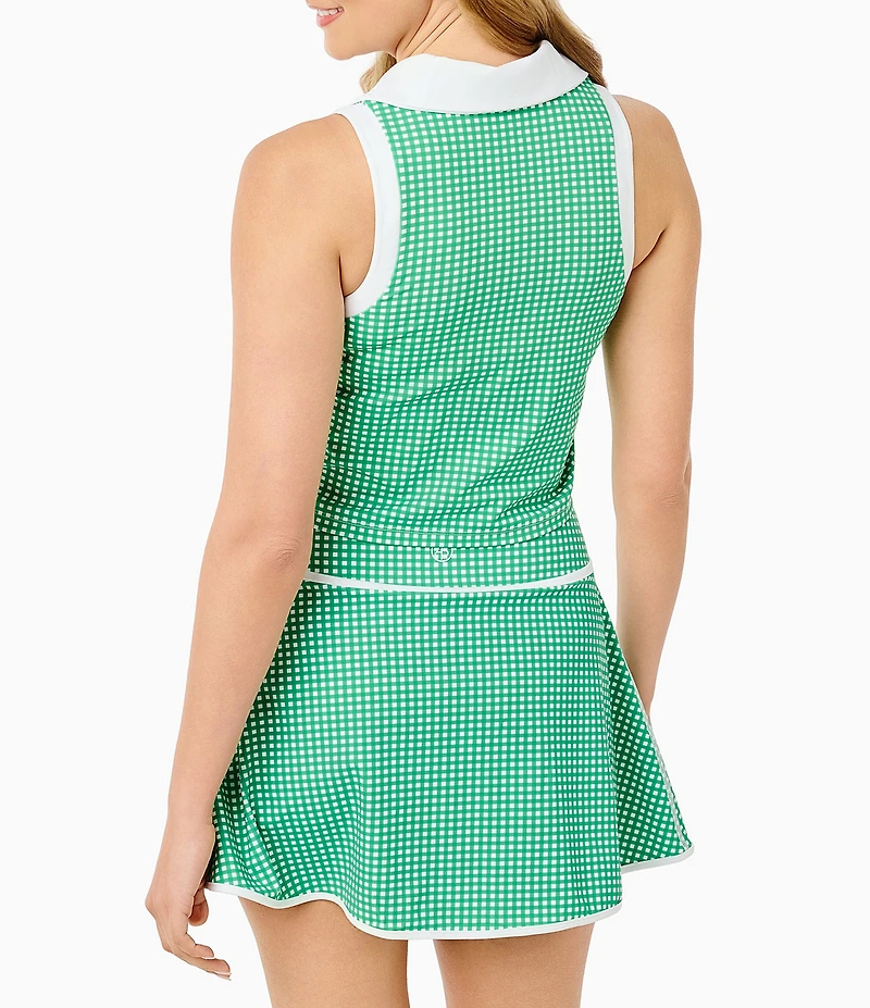 Addison Bay Clubhouse Collection Founders Gingham Print Quarter Zip Sleeveless Coordinating Tank Top