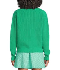 Addison Bay Clubhouse Collection Greenfield Gingham Print V-Neck Long Sleeve Cardigan Sweater