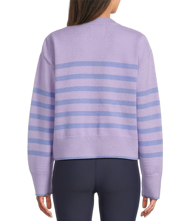 Addison Bay Junior Carlyle Stripe Print Scoop Neck Long Sleeve Sweater