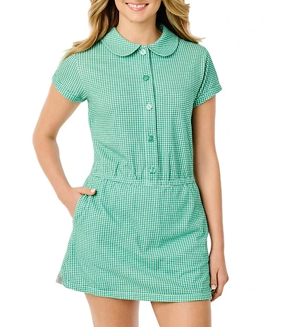 Addison Bay Clubhouse Collection Lennon Gingham Print Scoop Neck Short Sleeve Romper