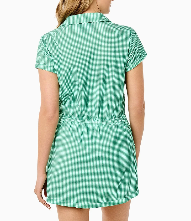Addison Bay Clubhouse Collection Lennon Gingham Print Scoop Neck Short Sleeve Romper