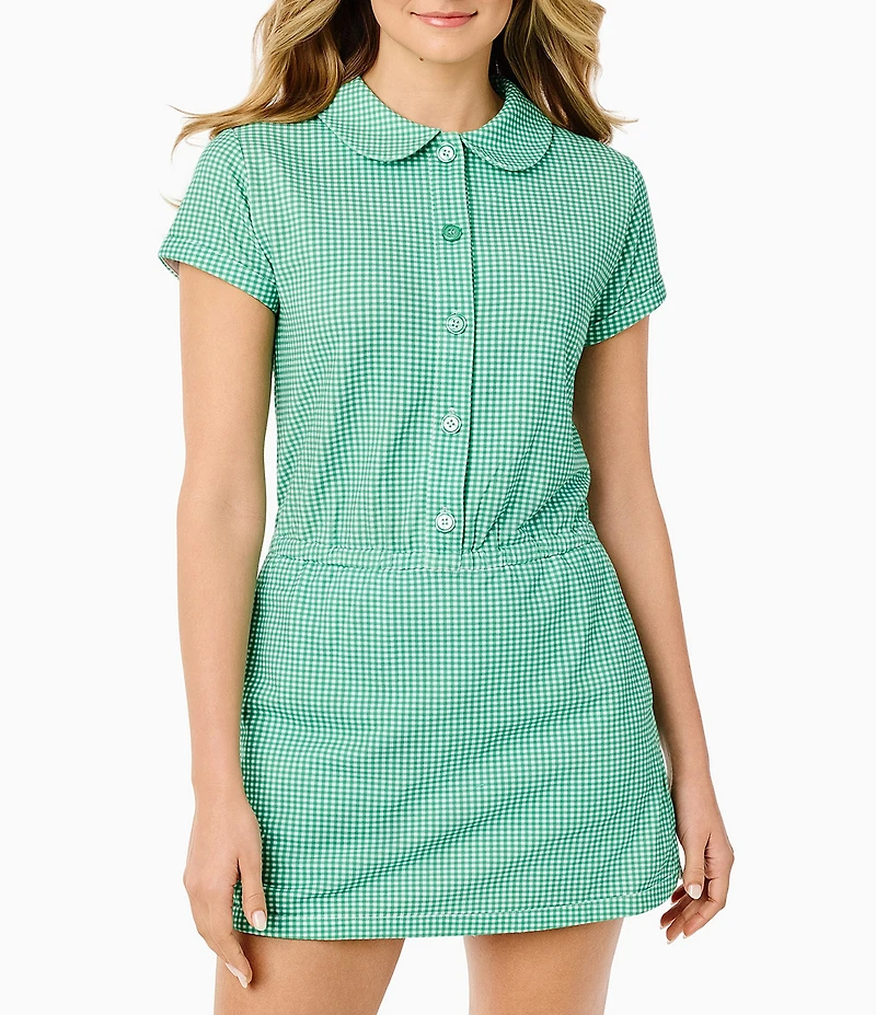 Addison Bay Clubhouse Collection Lennon Gingham Print Scoop Neck Short Sleeve Romper