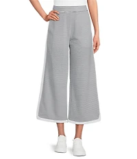 Addison Bay Lennon Stripe Print Wide Leg Coordinating Pull-On Crop Pants