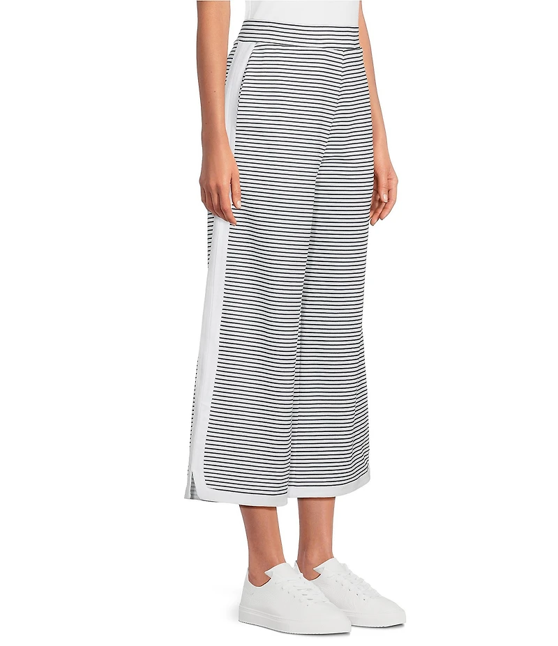 Addison Bay Lennon Stripe Print Wide Leg Coordinating Pull-On Crop Pants