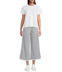 Addison Bay Lennon Stripe Print Wide Leg Coordinating Pull-On Crop Pants