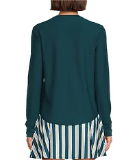 Addison Bay Palmetto Crew Neck Long Sleeve Curved Hem Active Mesh Top