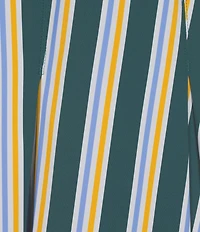 Addison Bay Racquet Stripe Printed High Crew Neck Sleeveless Box Pleated Mini Dress