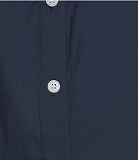 Addison Bay Sailor Solid Woven Long Puff Sleeve Button Front A-Line Dress
