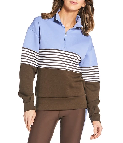 Addison Bay Coordinating Varsity Stand Mock Collar Long Sleeve Quarter Zip Sweatshirt
