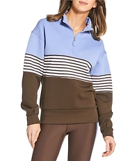 Addison Bay Coordinating Varsity Stand Mock Collar Long Sleeve Quarter Zip Sweatshirt