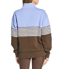Addison Bay Coordinating Varsity Stand Mock Collar Long Sleeve Quarter Zip Sweatshirt