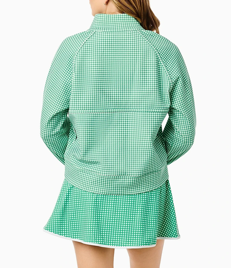 Addison Bay Clubhouse Collection Wren Gingham Print Long Sleeve Quarter Zip Sweatshirt