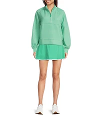 Addison Bay Clubhouse Collection Wren Gingham Print Long Sleeve Quarter Zip Sweatshirt