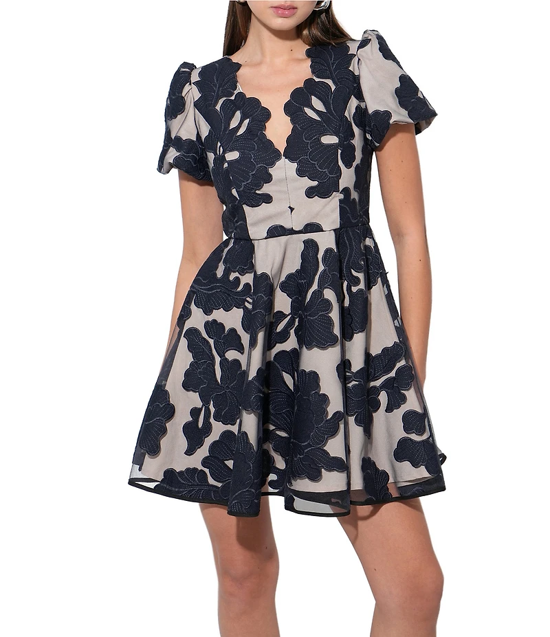 Adelyn Rae Agnes Puff Short Sleeve Mini Dress