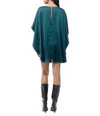 Adelyn Rae Aria Satin V-Neck Capelet Sheath Mini Dress