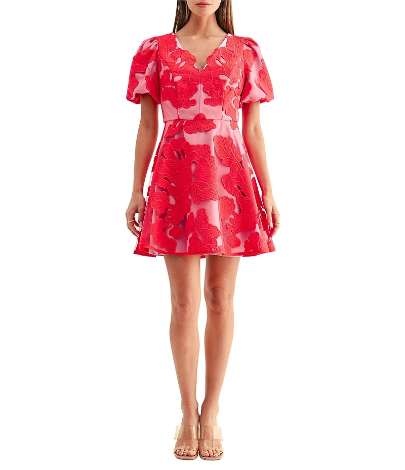 Adelyn Rae Arianna Bubble Sleeve Mini Dress