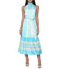 Adelyn Rae Ariella Halter Printed Seashell Midi Dress