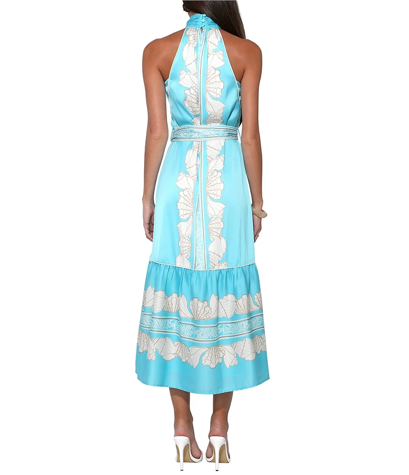 Adelyn Rae Ariella Halter Printed Seashell Midi Dress
