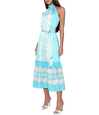 Adelyn Rae Ariella Halter Printed Seashell Midi Dress