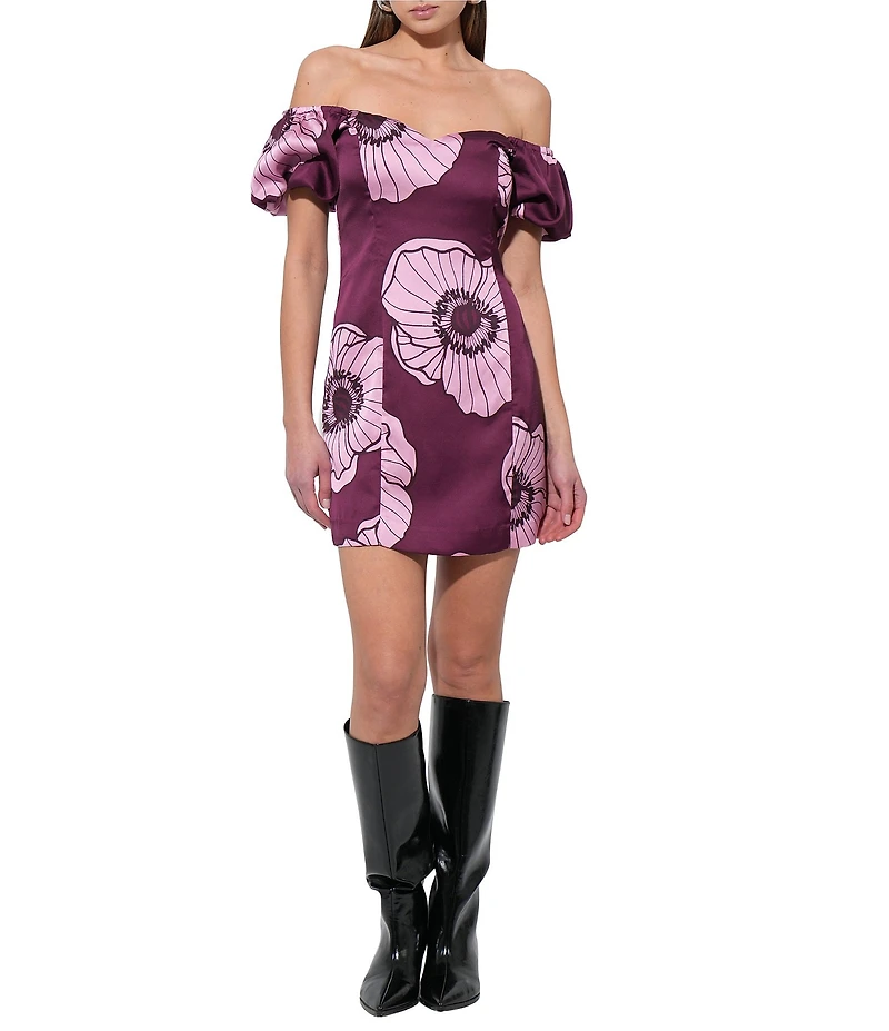 Adelyn Rae Aster Off-The-Shoulder Puff Sleeve Mini Dress