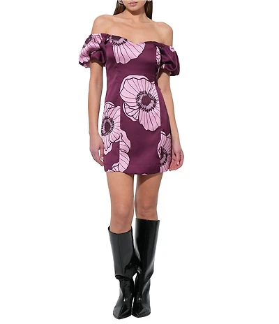 Adelyn Rae Aster Off-The-Shoulder Puff Sleeve Mini Dress