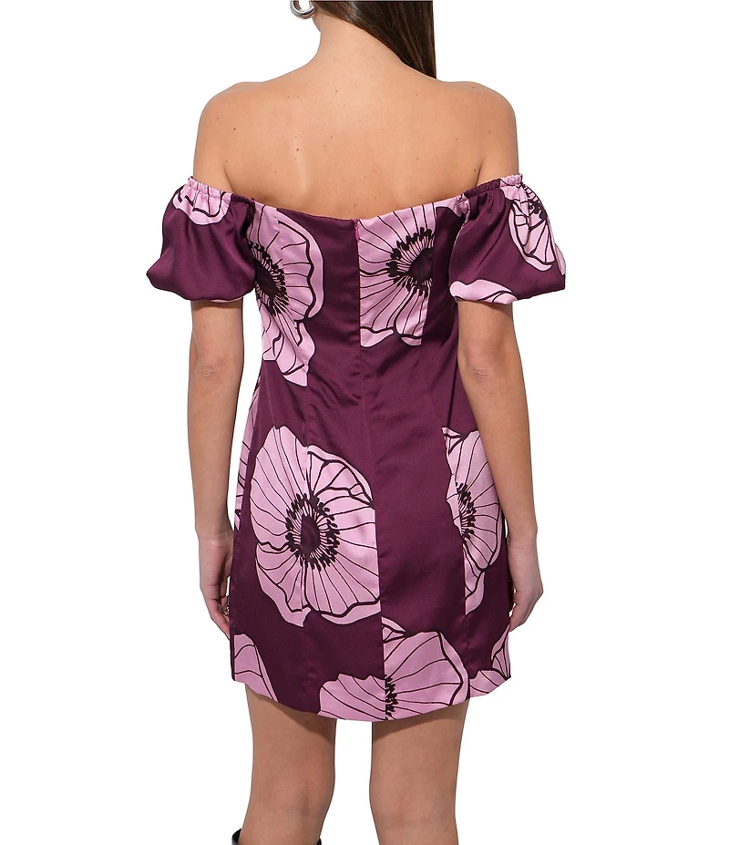 Adelyn Rae Aster Off-The-Shoulder Puff Sleeve Mini Dress