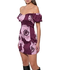 Adelyn Rae Aster Off-The-Shoulder Puff Sleeve Mini Dress
