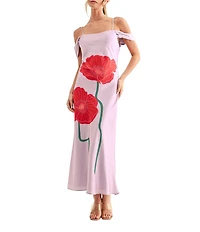 Adelyn Rae Audrey Off The Shoulder Cowl Neck Flower Dress