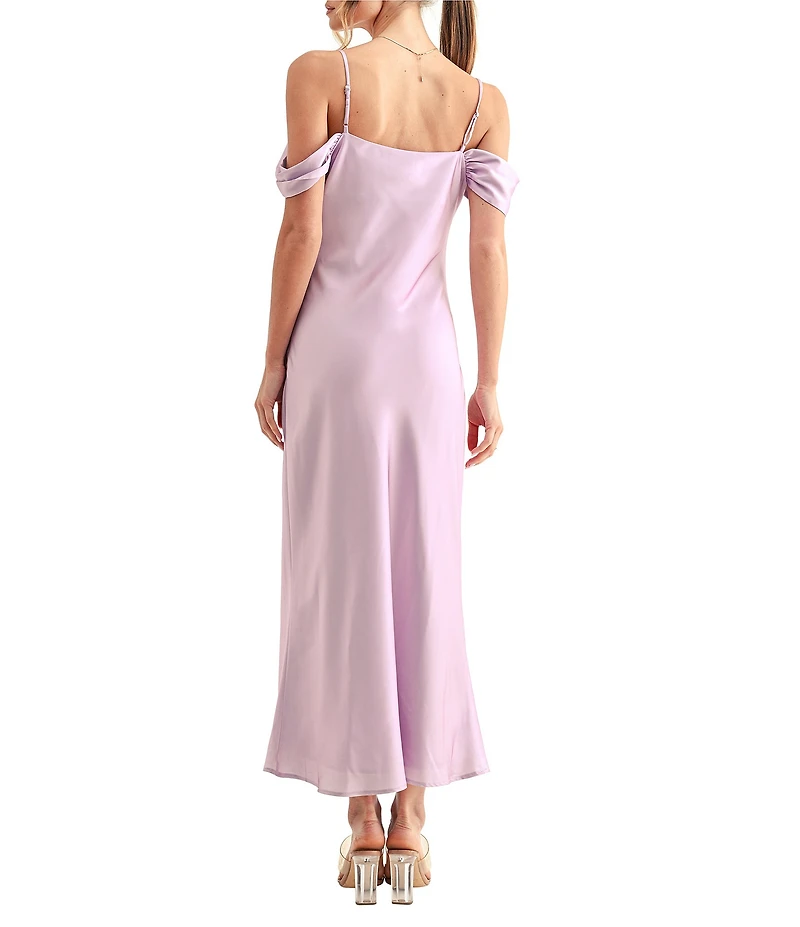 Adelyn Rae Audrey Off The Shoulder Cowl Neck Flower Dress