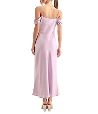 Adelyn Rae Audrey Off The Shoulder Cowl Neck Flower Dress