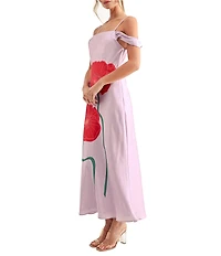 Adelyn Rae Audrey Off The Shoulder Cowl Neck Flower Dress