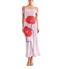 Adelyn Rae Audrey Off The Shoulder Cowl Neck Flower Dress