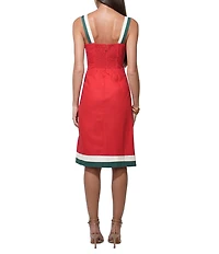 Adelyn Rae Birds Of Paradise Linen Blend Square Neck Sleeveless Smocked Back Woven A-Line Dress