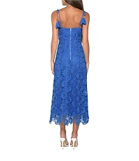 Adelyn Rae Blair Tie Shoulder V-Neck Lace A-Line Midi Dress