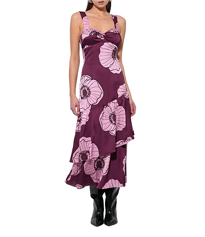 Adelyn Rae Calla Floral Tier Midi Dress