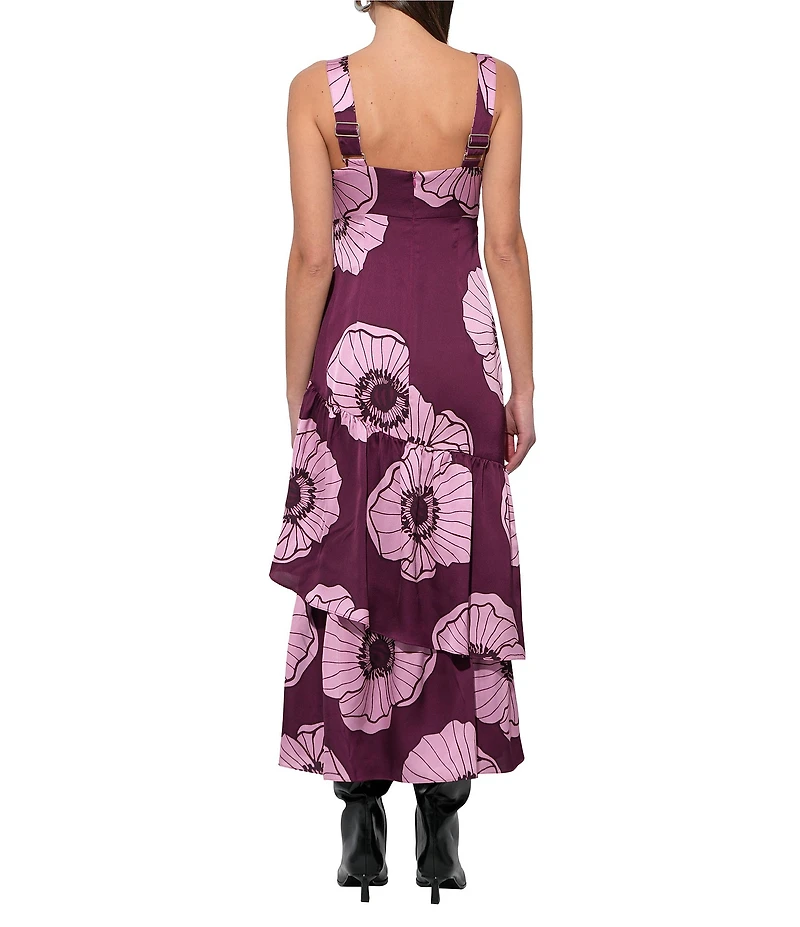 Adelyn Rae Calla Floral Tier Midi Dress