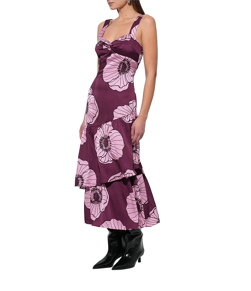 Adelyn Rae Calla Floral Tier Midi Dress