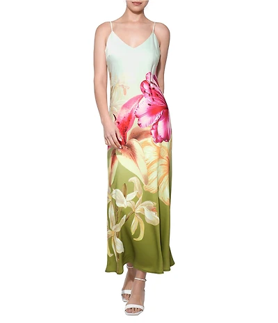 Adelyn Rae Cecilia Print Slip Midi Dress