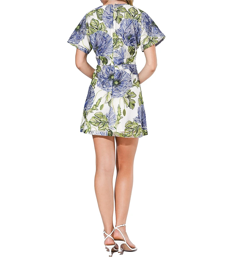 Adelyn Rae Cynthia Embroidered Mini Dress