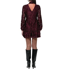 Adelyn Rae Elinor Velvet Burnout Mock Neck Fit & Flare