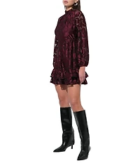 Adelyn Rae Elinor Velvet Burnout Mock Neck Fit & Flare