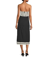 Adelyn Rae Fernanda Cotton Stripe Halter Neck Sleeveless Novelty Trim A-Line Midi Dress