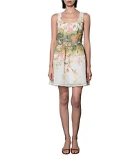 Adelyn Rae Isla Floral Print Woven Scoop Neck Sleeveless Fit & Flare Mini Dress